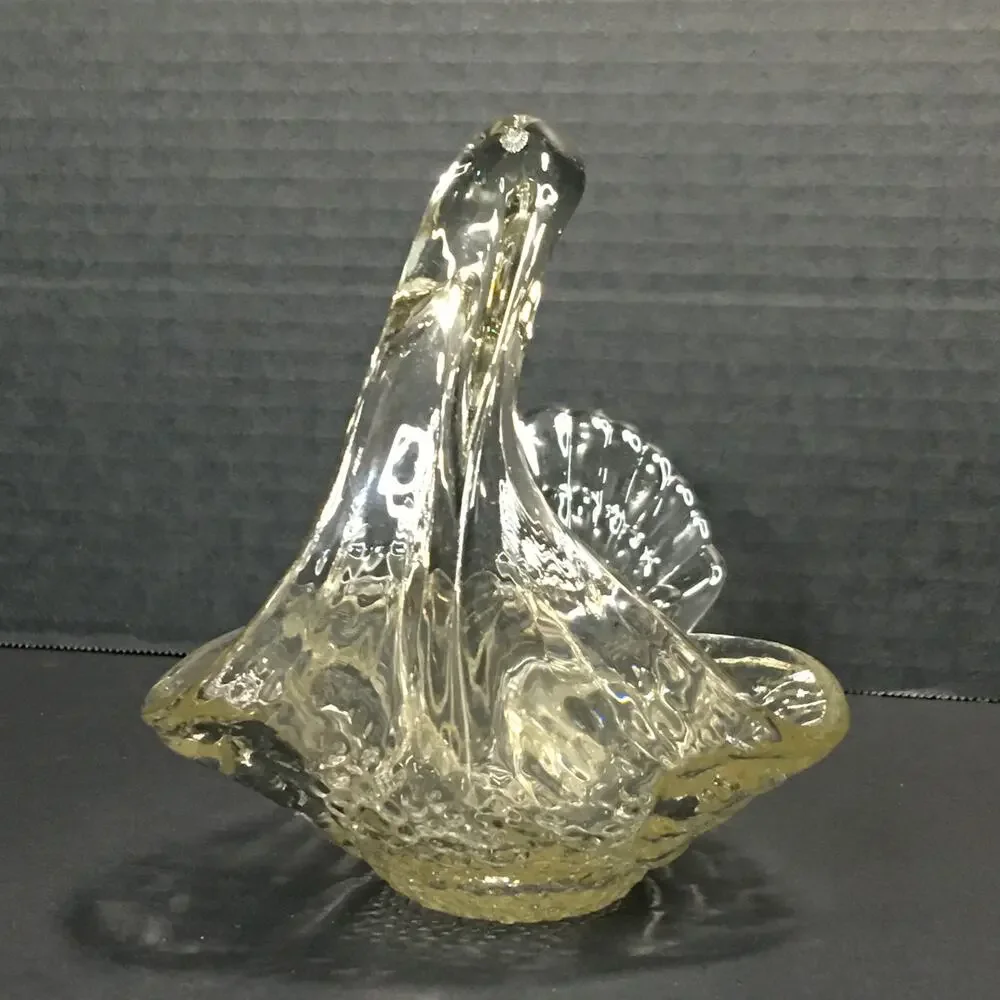 Vintage Heavy Clear Glass Bird SWAN Animal Bowl Serving Dish
